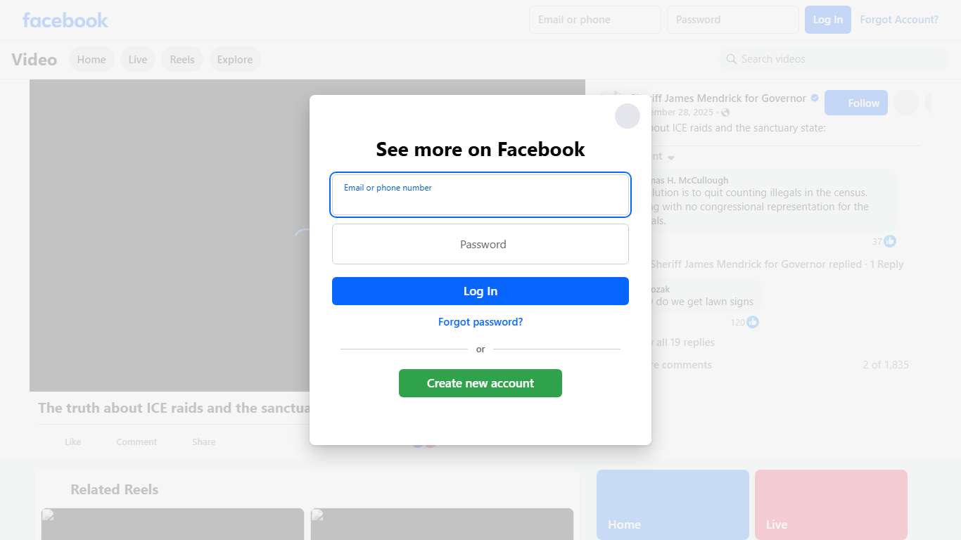 The truth about ICE raids and the sanctuary state: Sheriff James Mendrick for Governor Facebook